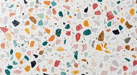 Illustration of a colorful terrazzo texture creates a vibrant and decorative background with its speckled stone pattern