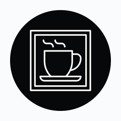 Coffee Cup Signboard Vector Icon, Isolated Vector Circular Style Icon,