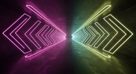 Futuristic glowing arrow tunnel concept for growth