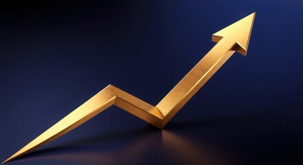 Abstract profit growth curve glowing in metallic style