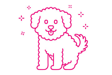 Playful Pink Poodle Illustration, Cute Dog Line Art, Outline with White Background