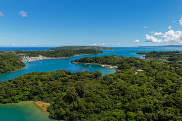 Naklejka premium Kouri Island (古宇利島) and Emerald Sea in Okinawa, Japan
