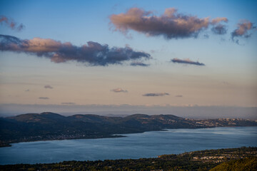 Sapanca Lake and hills at sunset