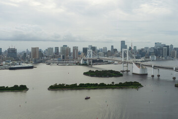 Rainbow Bridge and Tokyo Skyline from Odaiba