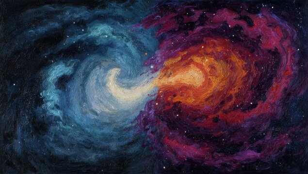 Cosmic swirl, two opposing forces in a swirling nebula