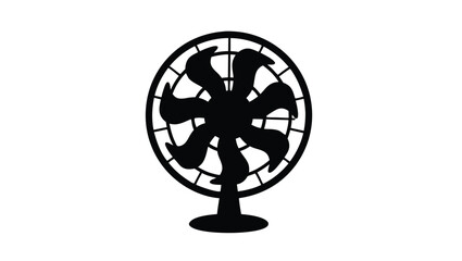 Obraz premium Black silhouette of a vintage desk fan vintage fan