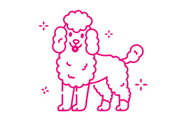 Pink Cute Poodle Fluffy with Sparkling Elements on White Background Design