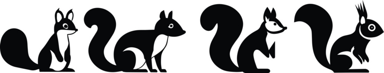 Squirrel Icon.simple flat squirrel icon silhouette vector.this is forest wild animal running standing and jumping vector squirrel.Vector squirrel silhouette view side for retro logo.  © Vector Store