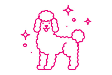 Outline Poodle Design with Pink Lines, Sparkles on a White Background