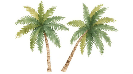 Obraz premium Tropical watercolor palm trees isolated on white background summer illustration