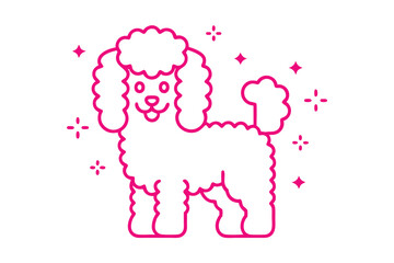Poodle Icon Pink Cute Puppy Dog Outline on White Background Clean Style