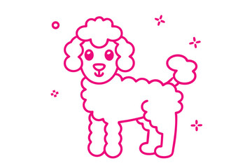 Cute Pink Poodle Isolated on White Background Design Element