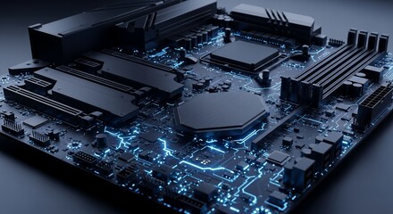 Fototapeta premium High Tech Computer Motherboard Circuitry Closeup.