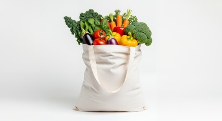Fresh Vegetables in a Reusable Tote Bag.