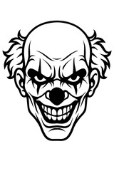 Fototapeta premium Creepy Clown Face Icon for Halloween and Horror Themes