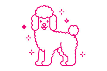Cute Pink Poodle, Sparkles, Clean on White Backdrop, Icon Style Design