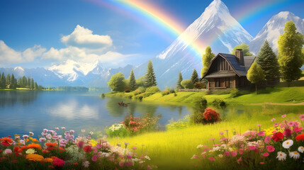 landscape with rainbow