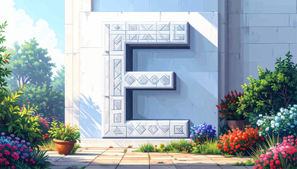 Logo of letter E, digital, white background