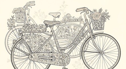 Obraz premium Vintage Bicycle with Flowers Illustration.
