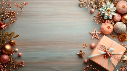 Vibrant paper origami stars streamers and other traditional Tanabata crafts artfully arranged on a rustic wooden table with natural elements like leaves and berries