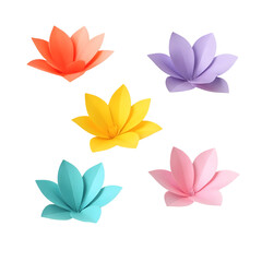 Fototapeta premium Colorful Lotus Flowers Isolated on White Background