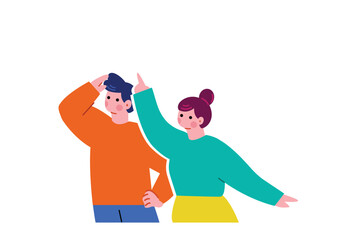 目標を定める男女