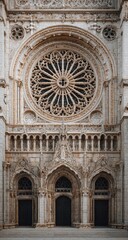 Obraz premium Ornate cathedral facade with large round window