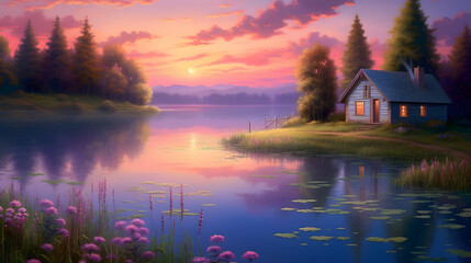 Fototapeta premium morning on the lake