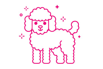 Pink Poodle with Sparkles on White Background Cute Design