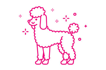 Elegant Pink Poodle Line Art Icon on White Background, Cute Dog Design