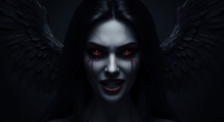 Dark dramatic scary woman portrait