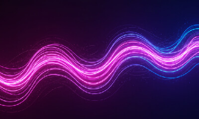 Abstract digital background with luminous neon lines and vibrant glowing waves, symbolizing spiritual energy in a futuristic realm