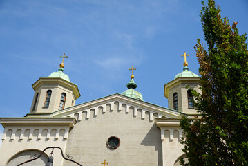 Fototapeta premium August 30, 2025 - Belgrade, Serbia. Exterior of the Serbian Orthodox Christian Church of the Ascension