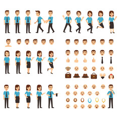 Flat Design Customizable Business People Character Set with Various Emotions
