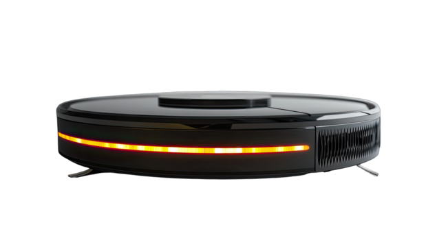 Modern robotic vacuum cleaner, side view