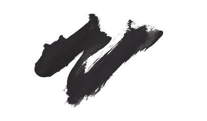 Black watercolor composition on transparent background. Hand drawn brush strokes and textures. Abstract brush strokes. Liquid ink pattern.