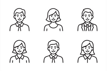 Corporate people profile icons pack user faces outline vector