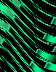 Futuristic green neon wave background with glossy lines abstract digital design wallpaper