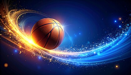 Obraz premium Basketball in motion, cosmic background