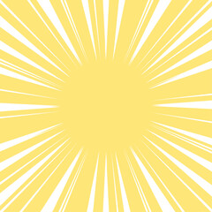 正方形の背景　中心があいた集中線　黄色