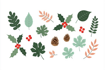 Vector Collection of Winter Plant Elements