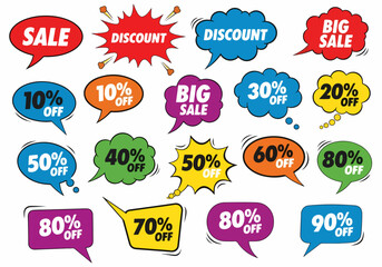 Set of colorful speech bubbles sale