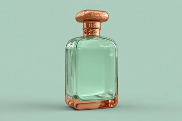 Mint green glass perfume bottle with copper accents