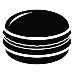 Isolated Black Macaron Silhouette Vector Image of French Pastry Delightful Dessert