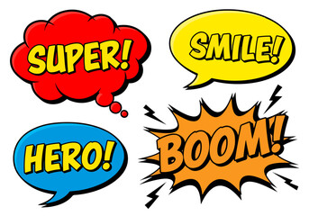 Set of comic speech bubble with text expression collection. comics pop art style with halftone isolated on white background