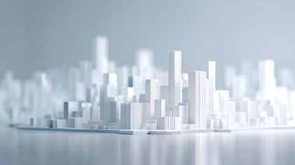 Fototapeta premium Modern abstract cityscape with white skyscrapers and high-rise buildings on a reflective