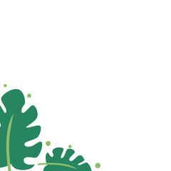 Modern illustration of tropical green plant leaf corner design for eco decoration, botanical element, natural art, and environment themes.
