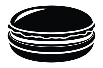 Silhouette Illustration of Layered Burger, Black and White Graphic Design Symbol