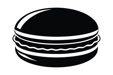 Black and White Vector Graphic of a Delicious Hamburger Icon Illustration