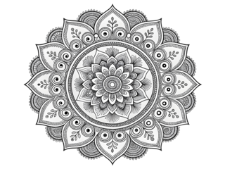 Intricate floral mandala pattern with detailed linework isolated on a transparent background